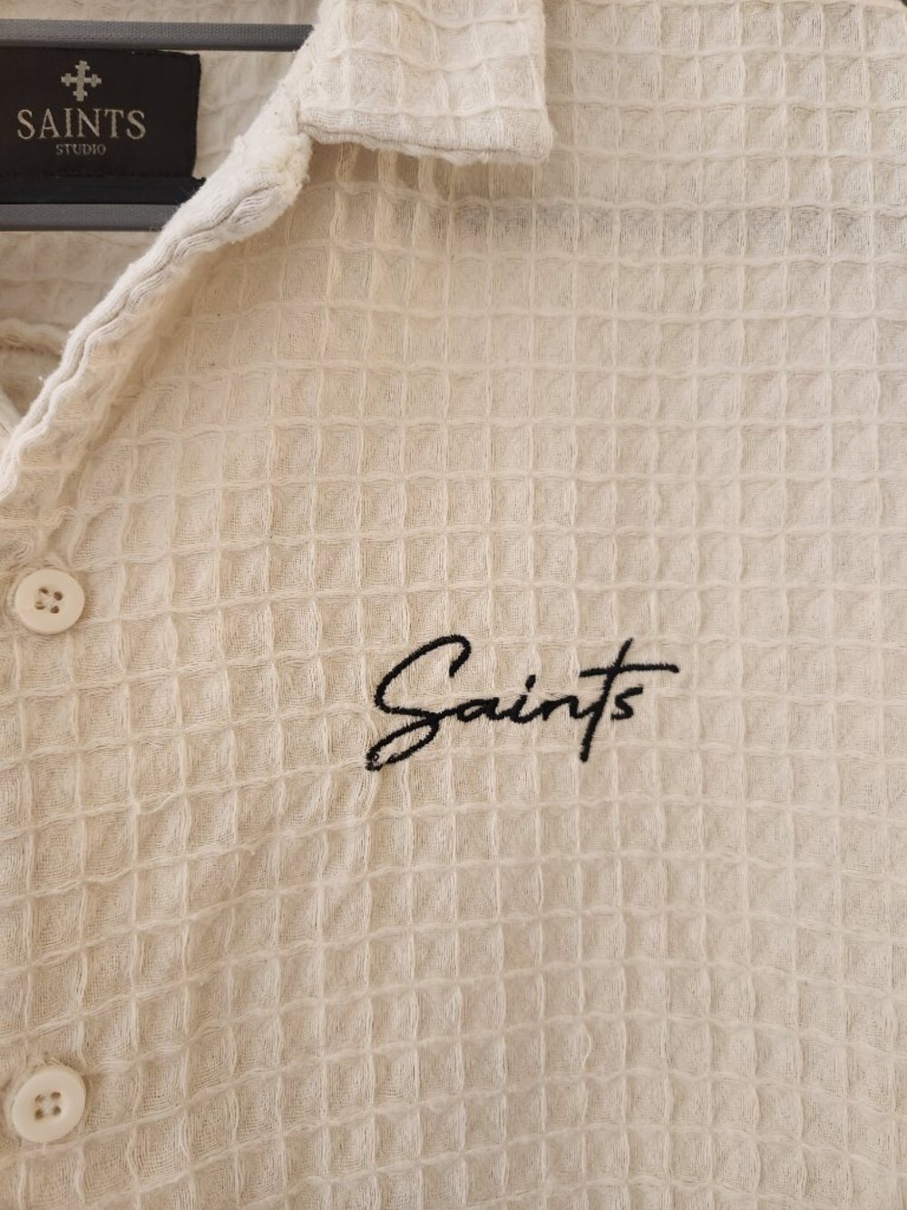 Saints Studio Waffle Knit Camp Collar Shirt - Picture 3 of 5